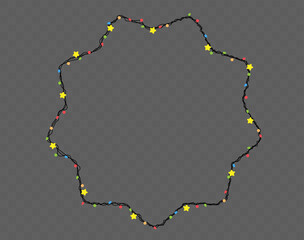 Vector Christmas lights string star shape