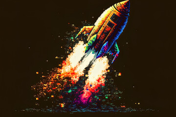a rocket with a glitch. Generative AI
