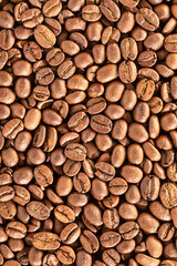 Food texture, high-quality coffee beans, roasted natural coffee.
