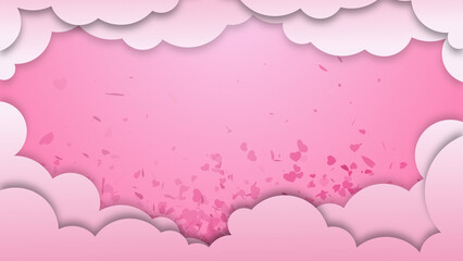 Valentines Day with pink hearts storm with gradient mesh.