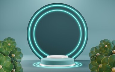 3D render of pastel template soft blue minimal background for show products