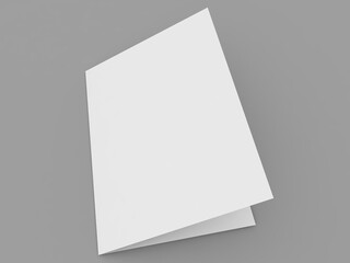 Blank greeting card mockup on gray background. 3d render illustration.