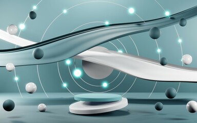 3D render of pastel template soft blue minimal background for show products