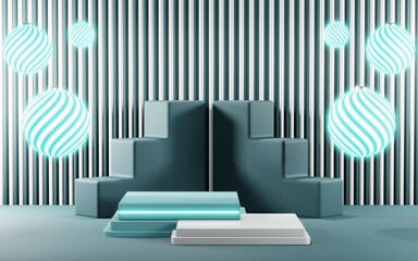 Obraz premium 3D render of pastel template soft blue minimal background for show products
