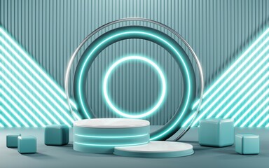 Obraz premium 3D render of pastel template soft blue minimal background for show products