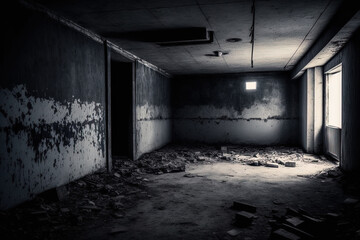 outdated basement room with copy area that is vacant. Generative AI