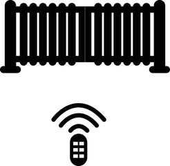 Automatic gate on white background. Automatic gate silhouette symbol. Garage logo. flat style.