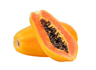 ripe papaya fruit isolated on transparent png