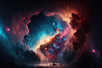 Obraz na płótnie Canvas excellent abstract nebula space backdrop. Generative AI