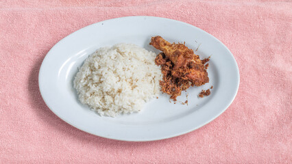 Ayam goreng Kalasan is a fried chicken dish with special spices originating from the Kalasan area, Sleman Yogyakarta.