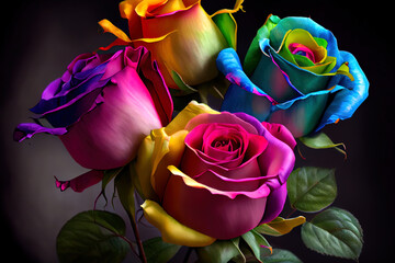 Fototapeta na wymiar multicolored roses beautiful flower