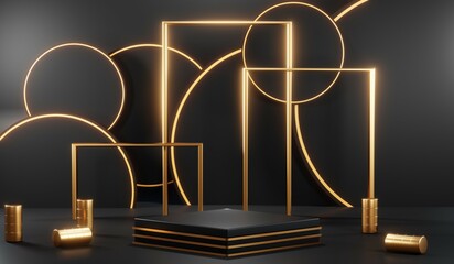 Fototapeta premium 3D rendering of backdrop black podium background for black friday products