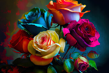 Fototapeta na wymiar multicolored roses nature beautiful flower