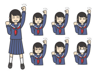 女子学生 ガッツポーズ 02