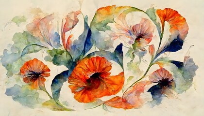 Fototapeta na wymiar Beautiful watercolor abstract, colorful flower design. Generative AI