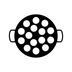 Takoyaki Stove Silhouette. Black and White Icon Design Element on Isolated White Background
