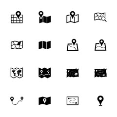 Map icons set vector graphic illustration