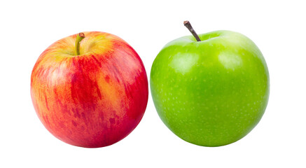 red and green apple on transparent png