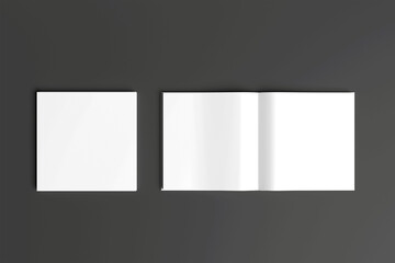 Square brochure, booklet, magazine mockup template, isolated on grey background to place your design