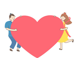 Couple hold a big heart 2