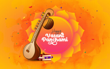 Happy Vasant Panchami Festival Vector Background Design Template