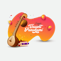 Happy Vasant Panchami Festival Vector Background Design Template