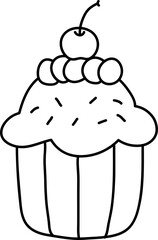 Kawaii Valentine Cupcake Illustration Heart Outline