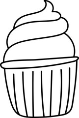 Kawaii Valentine Cupcake Illustration Heart Outline