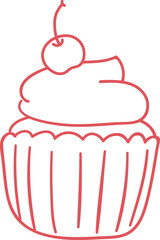Kawaii Valentine Cupcake Illustration Heart Outline
