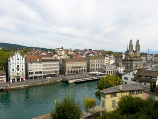The beautiful houses on the river Rhein in Basel.