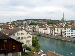 Fototapeta na wymiar The city of Basel on the river Rhine.