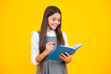 Back to school. Portrait of teenage school girl with books. Children school and education concept. Schoolgirl student.