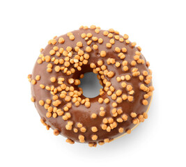 Tasty chocolate donut isolated on white background