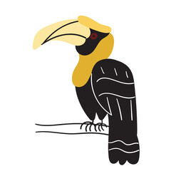 Great Hornbill. Exotic bird. Flat vector illustration on white background.  © Igor
