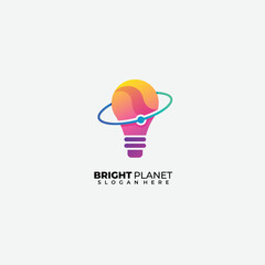 Bulb planet design logo template