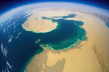 Indian Ocean's Arabian Sea as seen from above, taken from the planet Earth. Generative AI