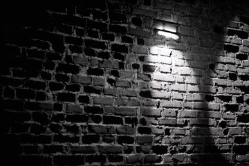 Black and white background with texture of an old brick wall. Generative AI