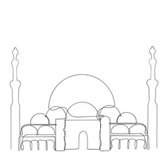 continuous line drawing mosque islamic religion illustration vector