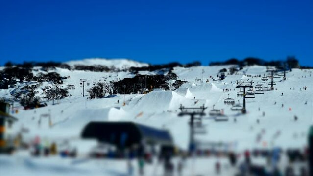 Chairlift Perisher Snowy Mountains Front Valley Bluebird winter day Timelapse by Taylor Brant Film