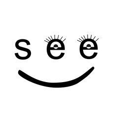 comic eye symbols with a smile