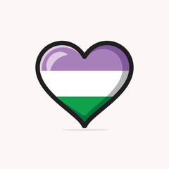 genderqueer flag in heart shape vector illustration