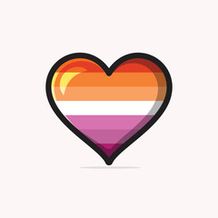 Lesbian flag in a heart shape vector illustration