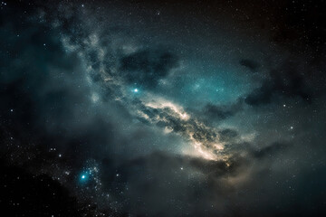 Fototapeta na wymiar space dust and stars in the universe's milky way galaxy. Generative AI