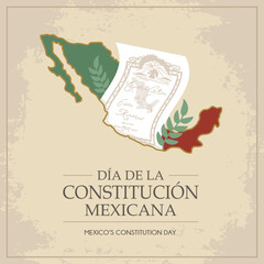 VECTORS. Editable banner for the Constitution Day in Mexico, february 5, official holiday, patriotic