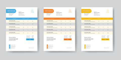 clean invoice template vector design. money bills or price invoices and payment agreement design templates. Bill form business invoice accounting.