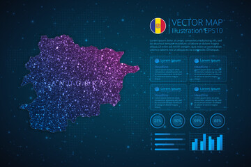 Fototapeta na wymiar Andorra map infographics template for diagram, graph, presentation and chart with abstract geometric mesh polygonal light concept on blue background. Vector Illustration EPS10.