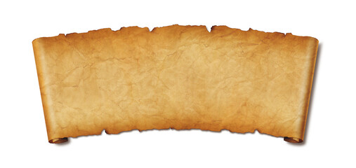 Old paper horizontal banner. Parchment scroll isolated on white with shadow - 558582911