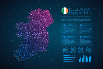 Fototapeta na wymiar Ireland map infographics template for diagram, graph, presentation and chart with abstract geometric mesh polygonal light concept on blue background. Vector Illustration EPS10.