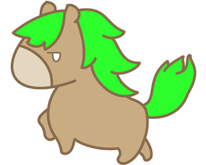 Obraz na płótnie Canvas 緑色の鬣のかわいい馬