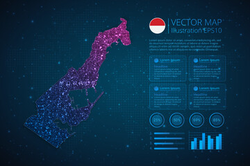 Fototapeta na wymiar Monaco map infographics template for diagram, graph, presentation and chart with abstract geometric mesh polygonal light concept on blue background. Vector Illustration EPS10.